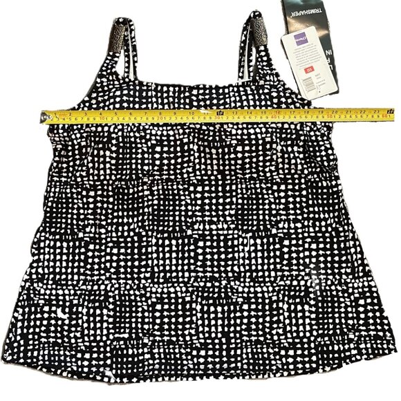 TRIMSHAPER TANKINI SWIM TOP Plus Size 24W BLACK & WHITE ANIMAL PRINT NWT  1142A - Picture 9 of 12